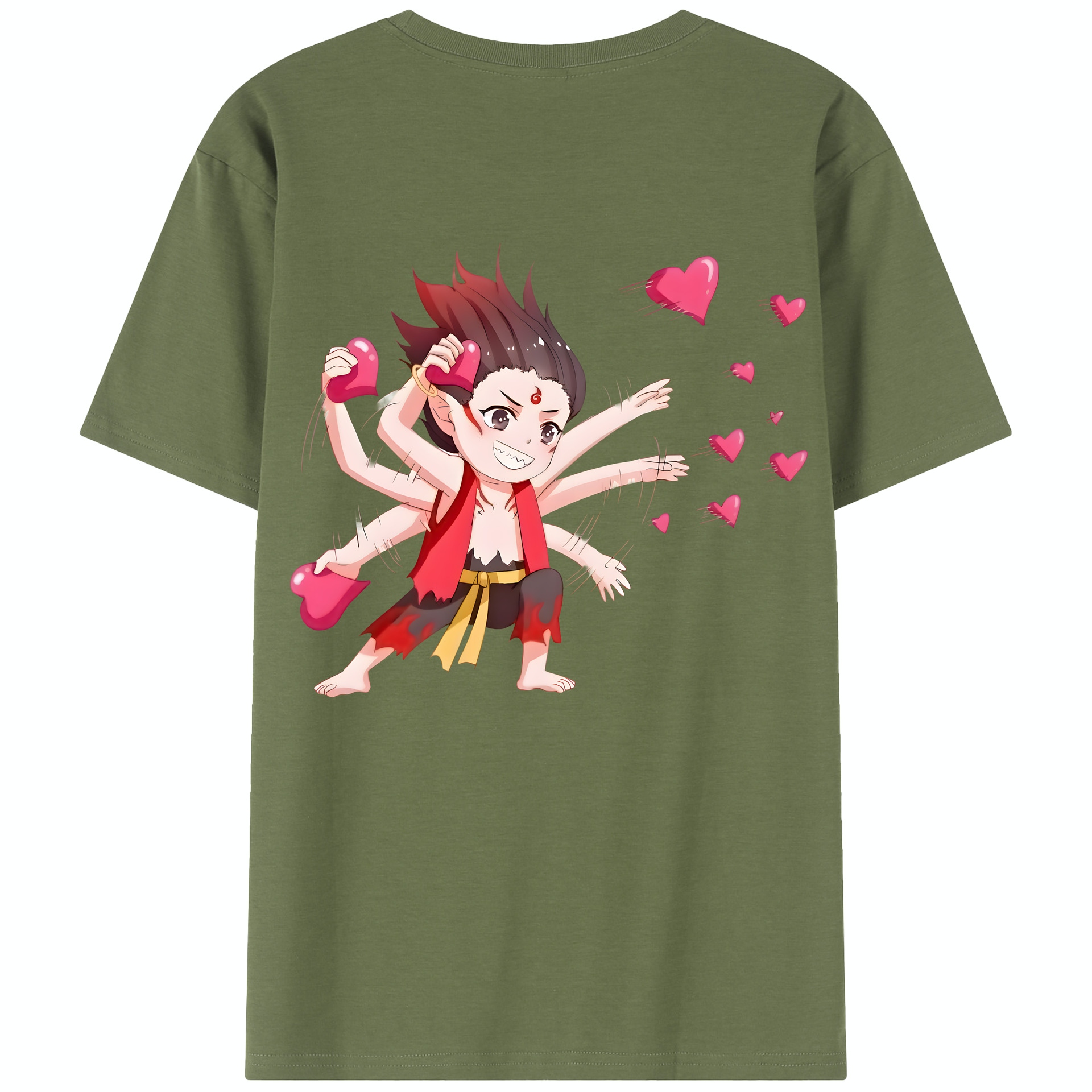 （画像用） Ne Zha 2 ナタ 魔童の大暴れ 綿100％半袖Tシャツ（背面プリント）